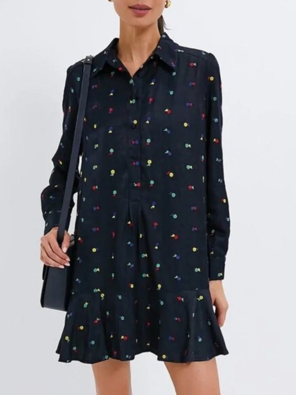 New Tuckernuck Callahan Embroidered Shirtdress Dark Navy Large $228